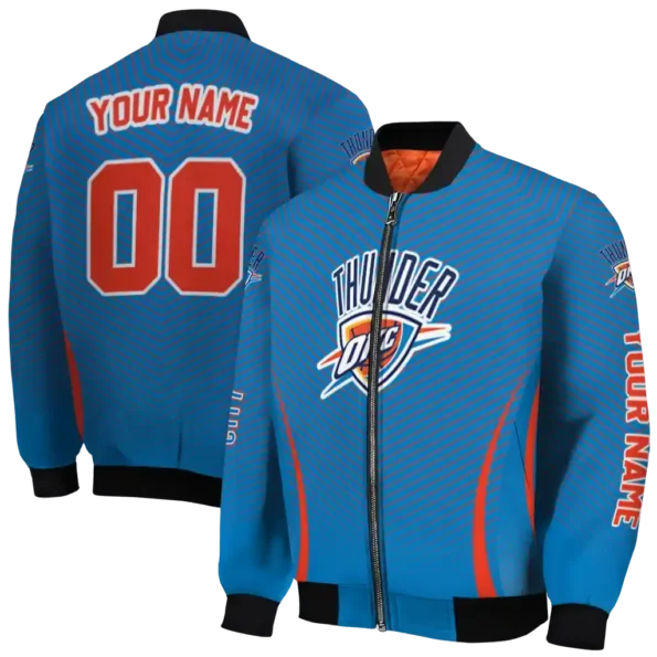 custom oklahoma city thunder chevron arrow blue bomber jacket fashion forward