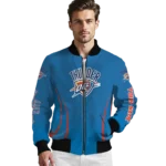 custom oklahoma city thunder chevron arrow blue bomber jacket best selling