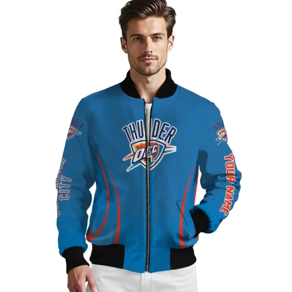 custom oklahoma city thunder chevron arrow blue bomber jacket high quality