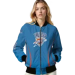 custom oklahoma city thunder chevron arrow blue bomber jacket best selling