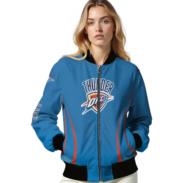 custom oklahoma city thunder chevron arrow blue bomber jacket latest model