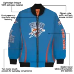 custom oklahoma city thunder chevron arrow blue bomber jacket best selling