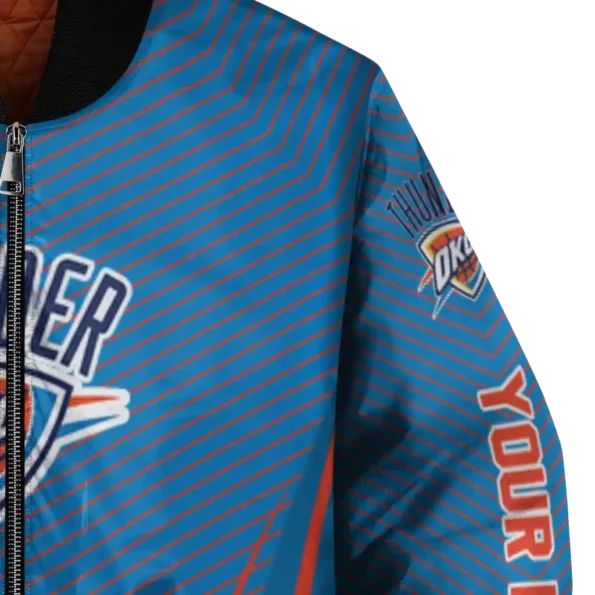 custom oklahoma city thunder chevron arrow blue bomber jacket premium grade