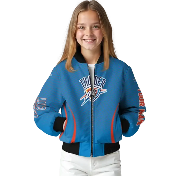 custom oklahoma city thunder chevron arrow blue bomber jacket top rated
