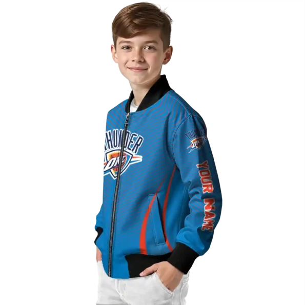 custom oklahoma city thunder chevron arrow blue bomber jacket trendy