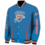 custom oklahoma city thunder chevron arrow blue varsity jacket best selling.webp