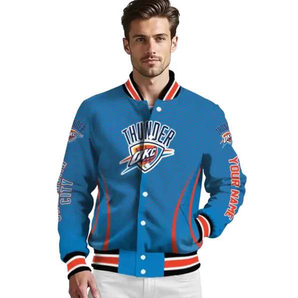 custom oklahoma city thunder chevron arrow blue varsity jacket high quality.webp