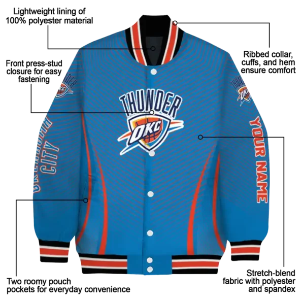 custom oklahoma city thunder chevron arrow blue varsity jacket new arrival.webp