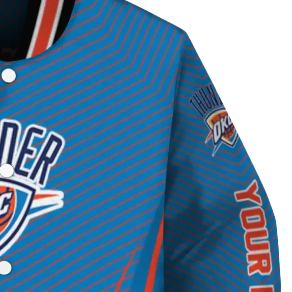 custom oklahoma city thunder chevron arrow blue varsity jacket premium grade.webp