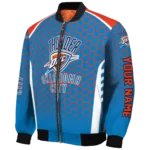 custom oklahoma city thunder hexagon grid blue bomber jacket best selling