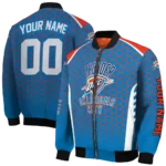 custom oklahoma city thunder hexagon grid blue bomber jacket best selling