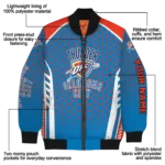custom oklahoma city thunder hexagon grid blue bomber jacket best selling
