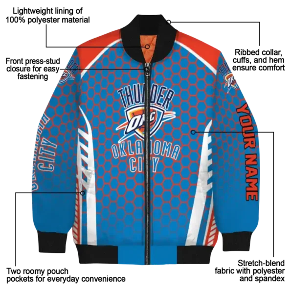 custom oklahoma city thunder hexagon grid blue bomber jacket new arrival