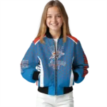 custom oklahoma city thunder hexagon grid blue bomber jacket best selling