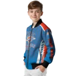 custom oklahoma city thunder hexagon grid blue bomber jacket best selling