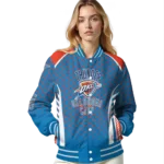 custom oklahoma city thunder hexagon grid blue varsity jacket best selling.webp