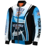 custom oklahoma city thunder mesh effect blue black bomber jacket best selling