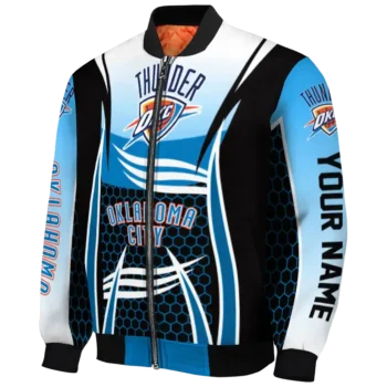 custom oklahoma city thunder mesh effect blue black bomber jacket best selling