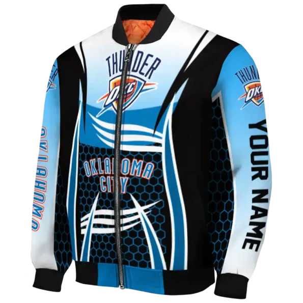 custom oklahoma city thunder mesh effect blue black bomber jacket best selling