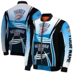 custom oklahoma city thunder mesh effect blue black bomber jacket best selling