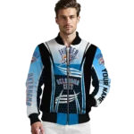 custom oklahoma city thunder mesh effect blue black bomber jacket best selling