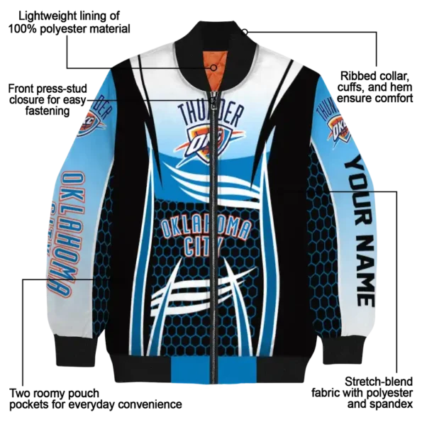 custom oklahoma city thunder mesh effect blue black bomber jacket new arrival