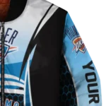 custom oklahoma city thunder mesh effect blue black bomber jacket best selling