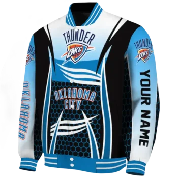 custom oklahoma city thunder mesh effect blue black varsity jacket best selling.webp