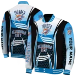 custom oklahoma city thunder mesh effect blue black varsity jacket best selling.webp