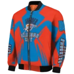 custom oklahoma city thunder spider mark blue bomber jacket best selling