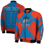 custom oklahoma city thunder spider mark blue bomber jacket best selling