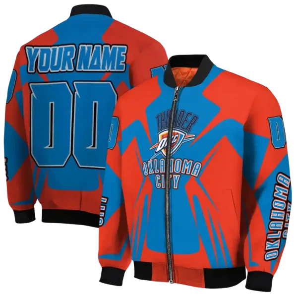 custom oklahoma city thunder spider mark blue bomber jacket fashion forward