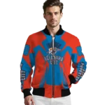 custom oklahoma city thunder spider mark blue bomber jacket best selling