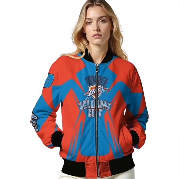 custom oklahoma city thunder spider mark blue bomber jacket latest model
