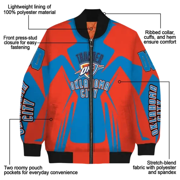 custom oklahoma city thunder spider mark blue bomber jacket new arrival