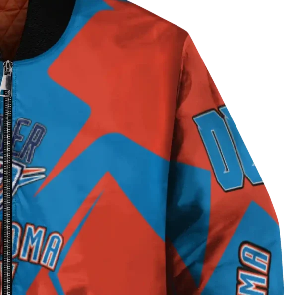 custom oklahoma city thunder spider mark blue bomber jacket premium grade