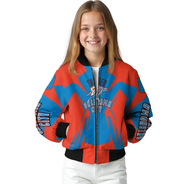 custom oklahoma city thunder spider mark blue bomber jacket top rated