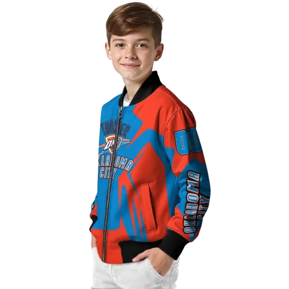 custom oklahoma city thunder spider mark blue bomber jacket trendy