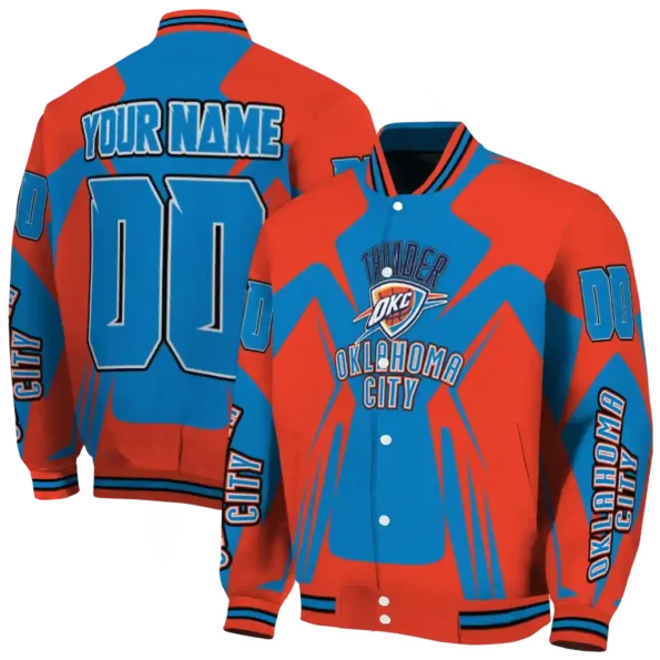 custom oklahoma city thunder spider mark blue varsity jacket fashion forward.webp