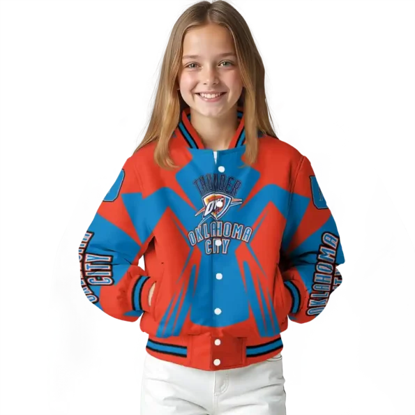 custom oklahoma city thunder spider mark blue varsity jacket top rated.webp