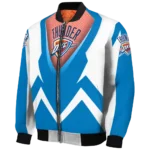 custom oklahoma city thunder v stripes blue white bomber jacket best selling