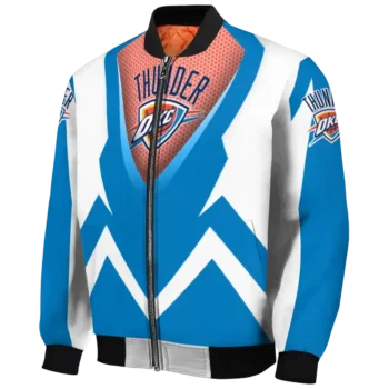 custom oklahoma city thunder v stripes blue white bomber jacket best selling