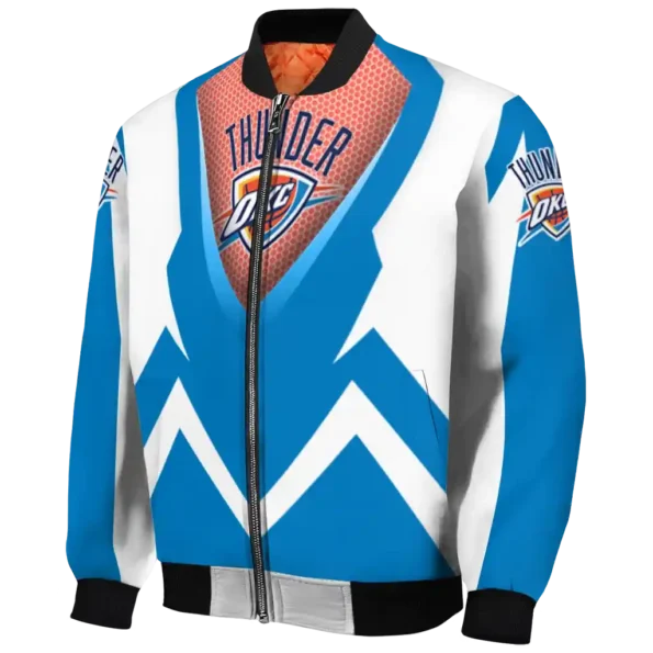 custom oklahoma city thunder v stripes blue white bomber jacket best selling