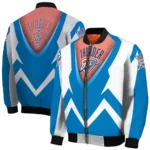 custom oklahoma city thunder v stripes blue white bomber jacket best selling
