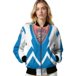 custom oklahoma city thunder v stripes blue white bomber jacket best selling