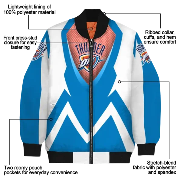 custom oklahoma city thunder v stripes blue white bomber jacket new arrival