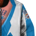 custom oklahoma city thunder v stripes blue white bomber jacket best selling