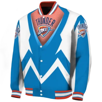 custom oklahoma city thunder v stripes blue white varsity jacket best selling.webp