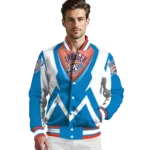 custom oklahoma city thunder v stripes blue white varsity jacket best selling.webp