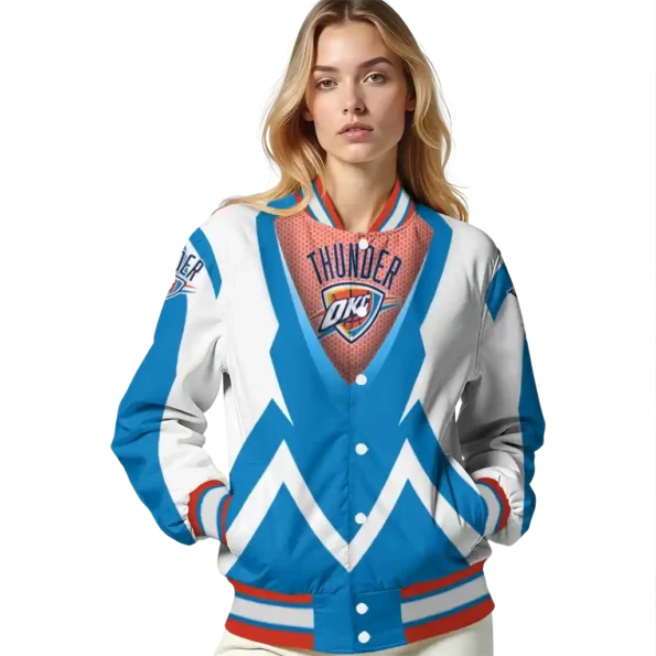 custom oklahoma city thunder v stripes blue white varsity jacket latest model.webp